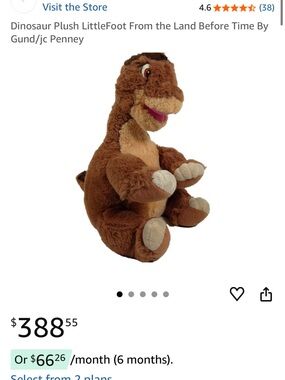 Vintage 1988 Gund "The Land Before Time" Littlefoot Plush – GUC!!!